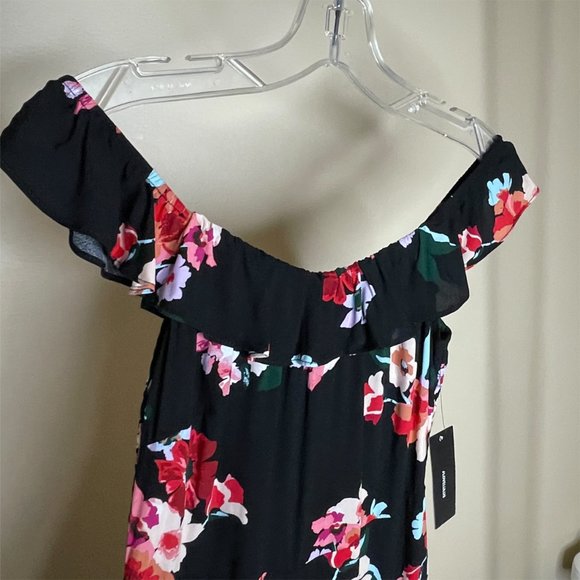 NWT Lulu's Pretty Petals Black Floral Print Culotte Jumpsuit - Picture 5 of 16